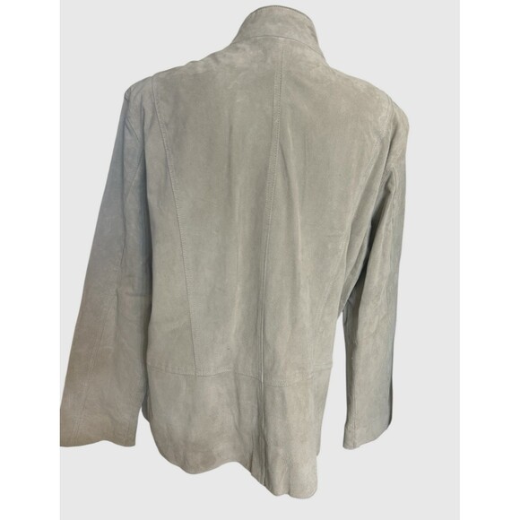 Chico's Womens  Size 3 Gray Leather Suede Jacket Button Up Lined Business Casual - Picture 6 of 9